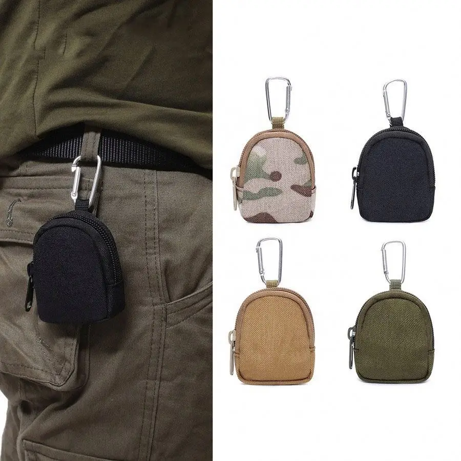 Tactical fancy mini pouch key bag with aluminum alloy carabiner for EDC outdoor activities