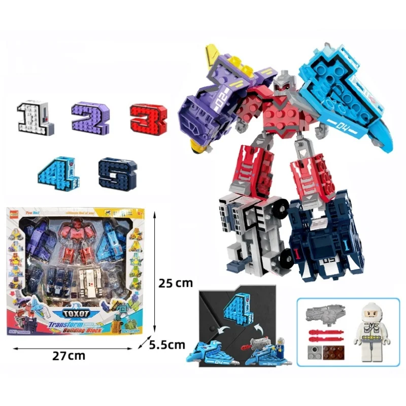 Good Quality New Arrivals Cool Robot Toys Combining 5 In 1 Number Deformation Robot Toys With Blocks