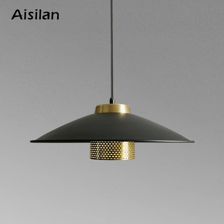 Aisilan high end rustic industrial simplistic Design hanging Metal golden dome lamp E27 LED Pendant Light
