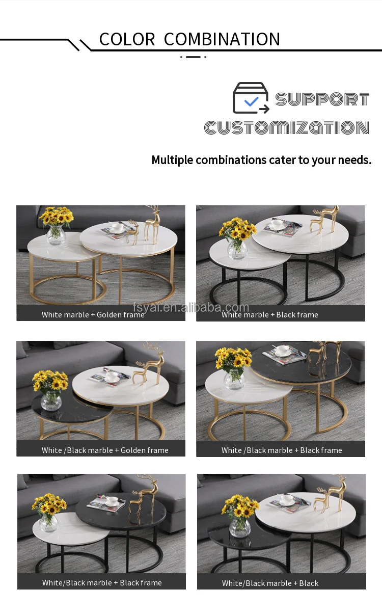 Cheap price popular round modern living room furniture coffee table set of 3 coffee table design