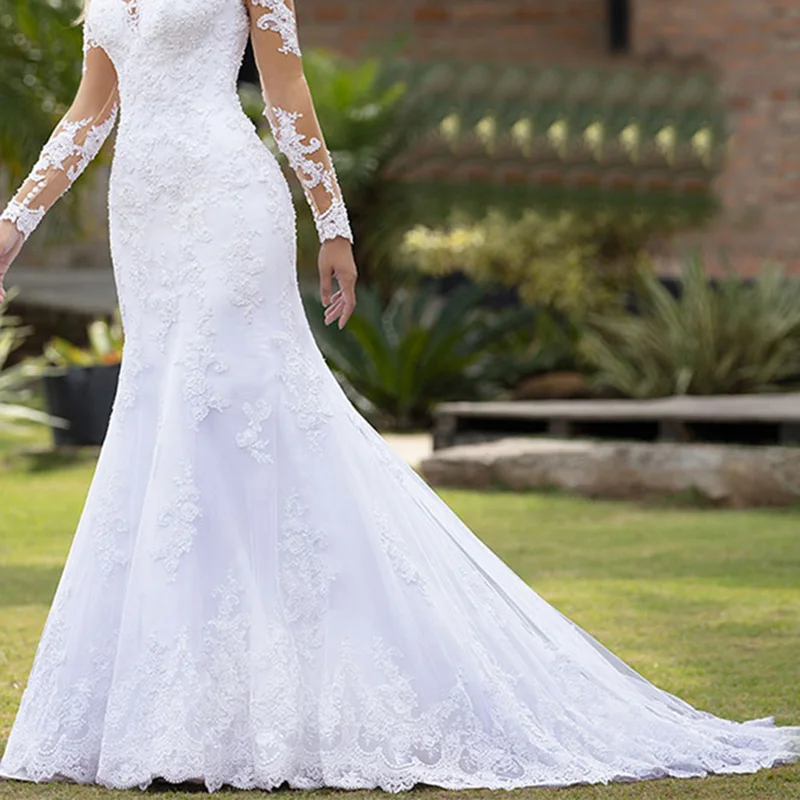 OXGIFT Оптовая продажа Роскошные женские элегантные свадебные бальные платья русалки скромные свадебные платья для женщин 2022