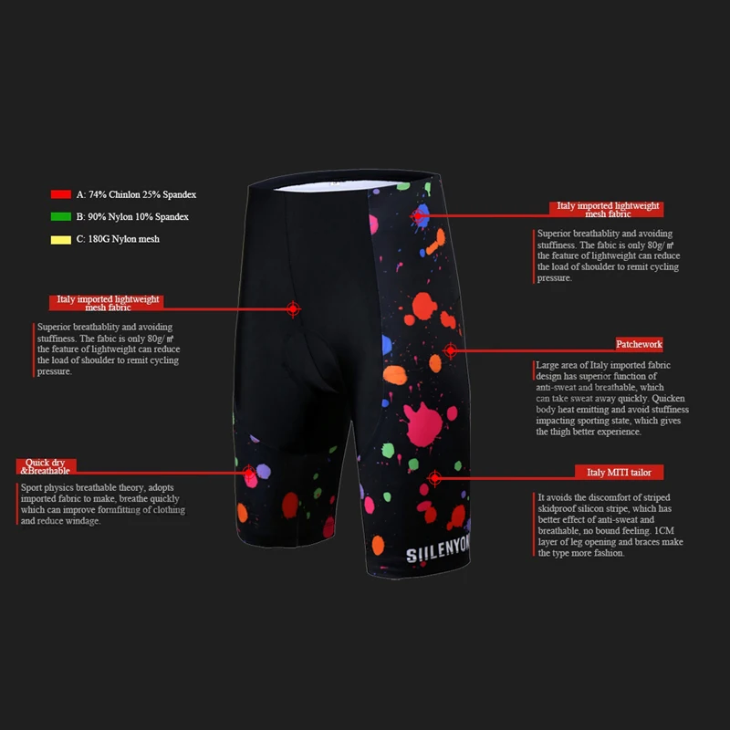 
Women Shiny Polyester Sexy Hot 18 Girls Compression Bike Padded Shorts Mountain Cycling Bib Trouser Riding Pants 