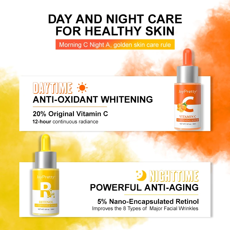 Wholesale Private Label Retinol vitamin c skin care Serum For Hydrating Wrinkles day and night whitening serum skin care set