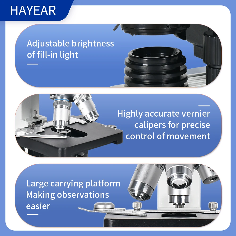 HAYEAR  Biological  Trinocular Microscope with   8MP USB2.0 type-C Digital Eyepiece Camera  set