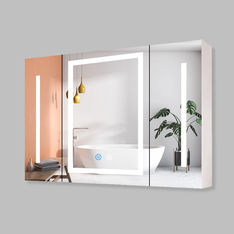 Fullkenlight Luxury Wall Mount Smart Led Bathroom Shower Cabinet Vanity Modern Style Bathroom Cabinets for Sale Rectangle CN;GUA