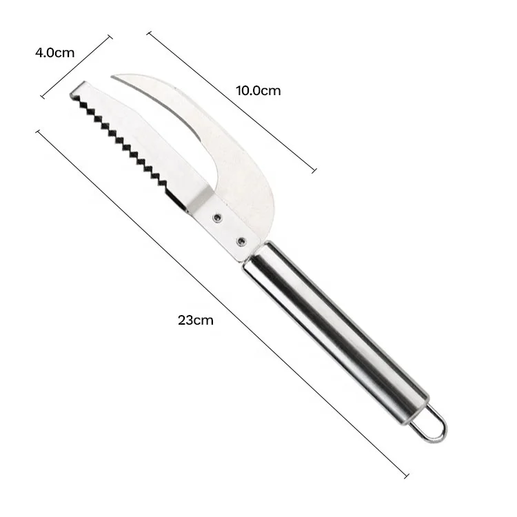 Gloway 3-In-1 Stainless Steel Manual Fish Peeler Scalp Scraper Multifunction Fish Scale Knife For Cut Scrape And Dig