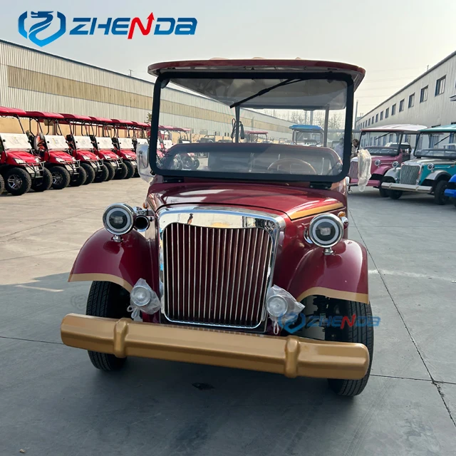 Classic Car Red Sightseeing with AC Resort Amusement Vintage Buggy