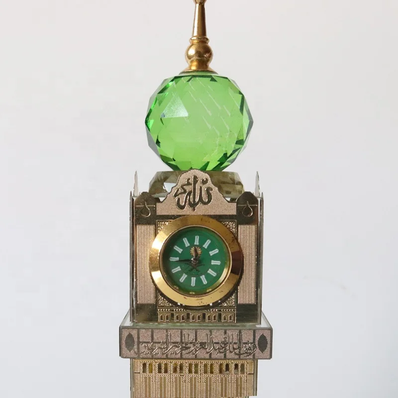Crystal Makkah Mecca Clock Tower Model With Led Light Base For Abraj Al Bait Islamic Souvenirs