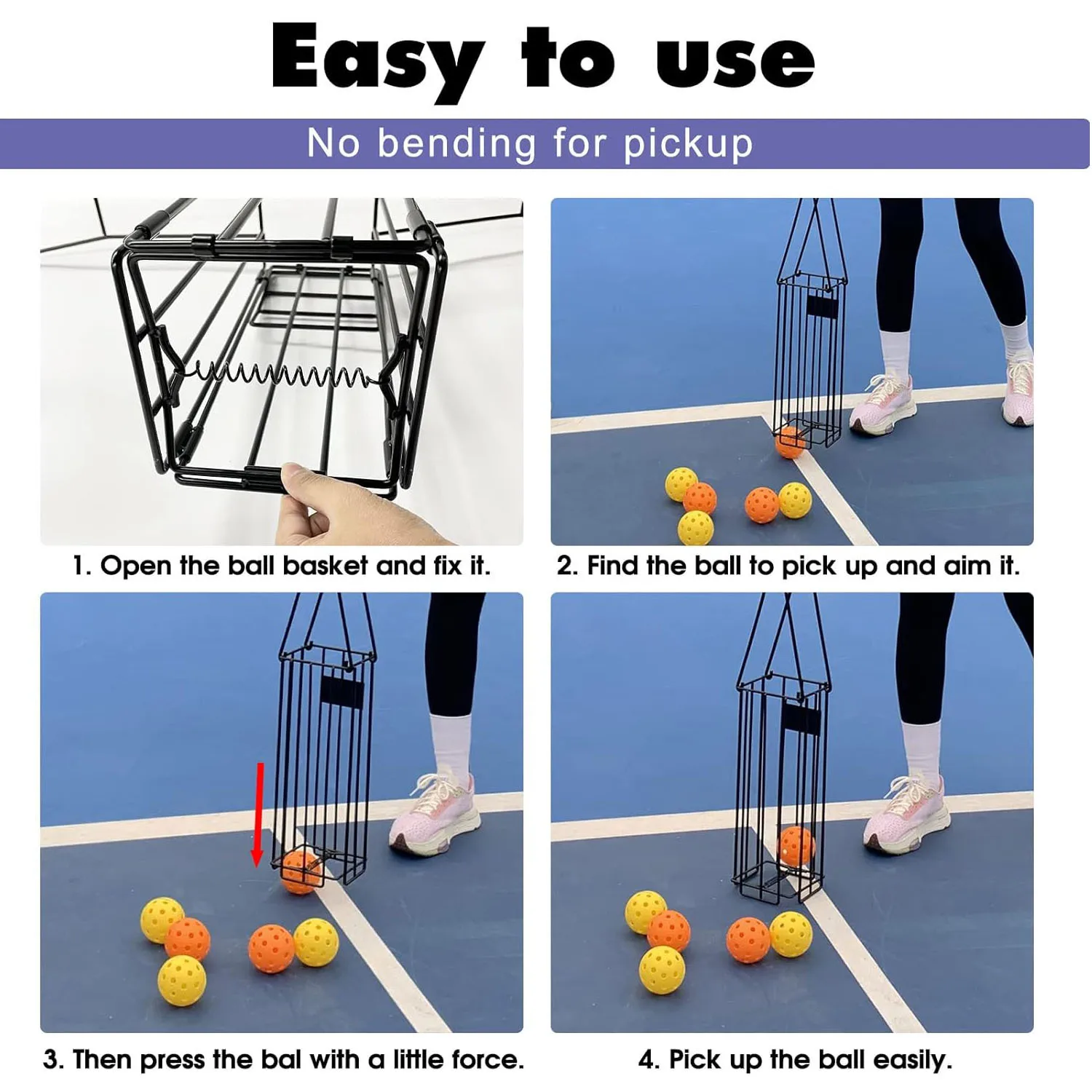 China Factory Stainless pickleball ball container portable pickleball collector
