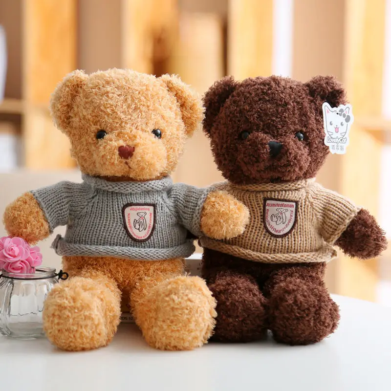 Wholesale  Lovely Teddy Bear Plush Toys Stuffed Soft Animal With Clothes Kawaii Dolls For Kids Baby Children Valentine Gift