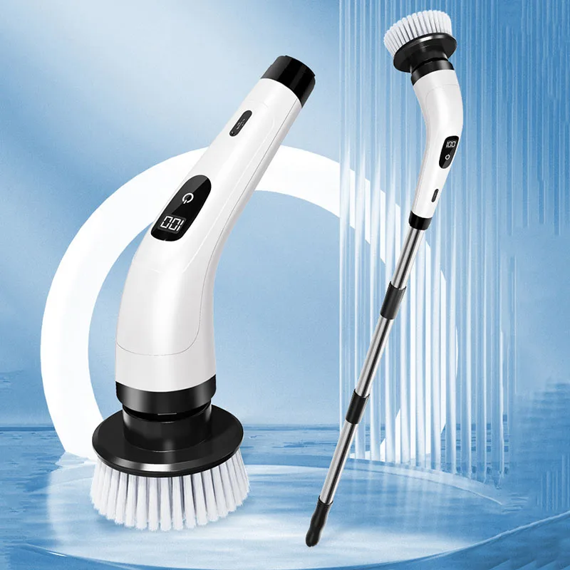 Hot Sell Household Electric Floor Power Drill Brush 9 In 1 Adjustable Cordless Spin Cleaning Brush Bathroom Tub Scrubber Brush