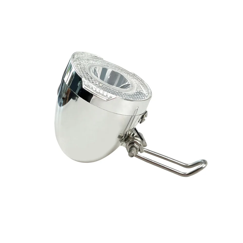 High Quality Durable  LED Silver Stainless Steel Bicycle  Brightness Headlight Bicycle LED Light Bike Accessories
