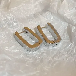 Tiny 18K Gold Plated Geometric Rectangle Hoop Earrings for Women Fashion Jewelry