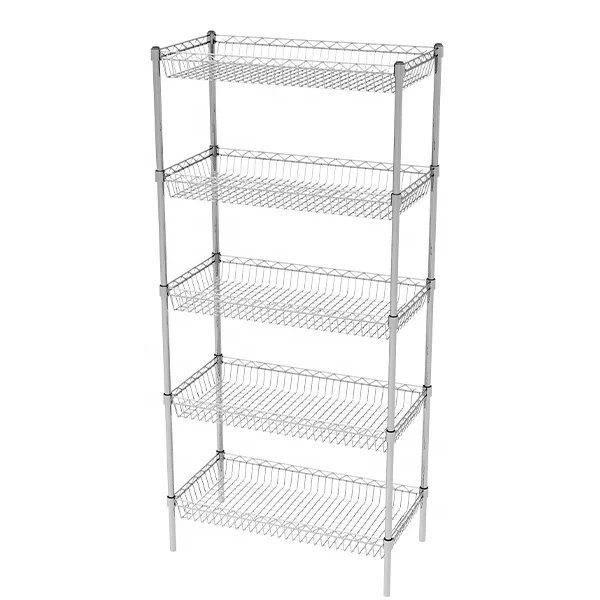 Chrome Wire Shelf for Grocery Store Wire Mesh Supermarket Shelving Wire Rack Display
