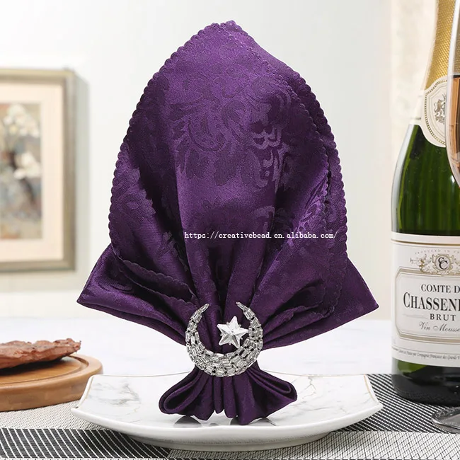 2022 New Design Moon & Star Sparkle Crystal Rhinestone Diamond Napkin Ring for Wedding