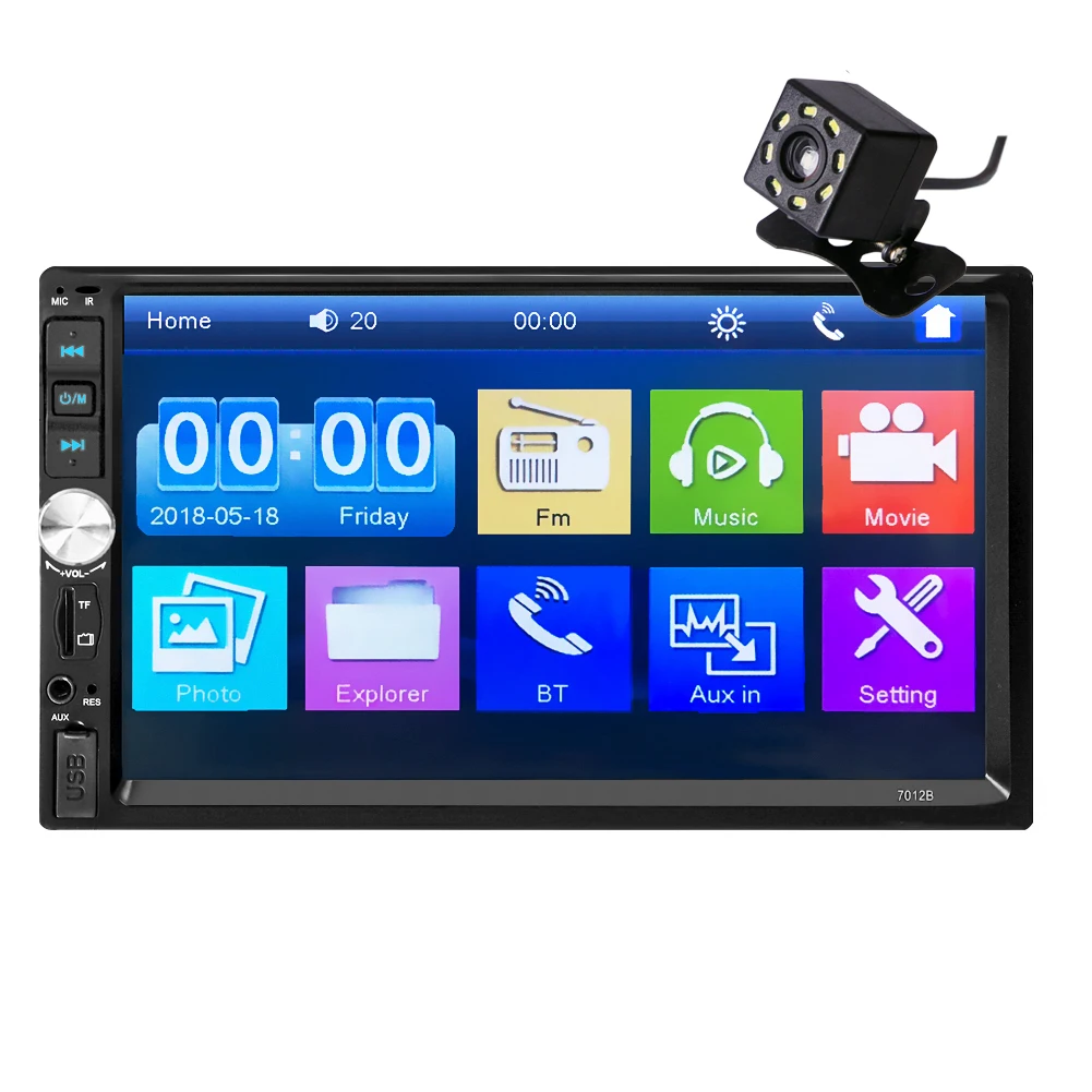 New  7012B 2Din Car Radio  7inch Touch Screen BT Car Audio With Reverse Camera View Car MP5 Player