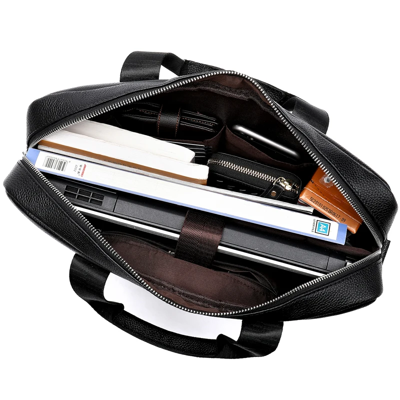 Hith Quality Waterproof Sling Office Laptop messenger Bags Tote Genuine Leather Laptop Bag For Men