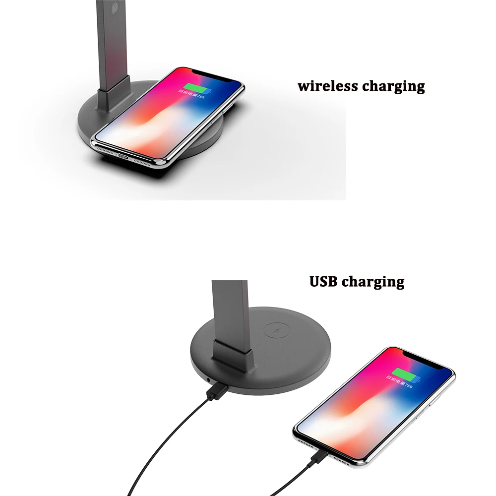 OEM Factory Wholesale QI Wireless Charging Flexible Gooseneck Modern Arc Desk Lamp for Study