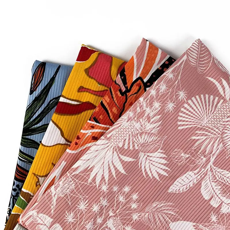 ESSE TEXTILE  92%T 8%SP dty rib fabric elastic 4*3 rib print jersey rib fabric for dress