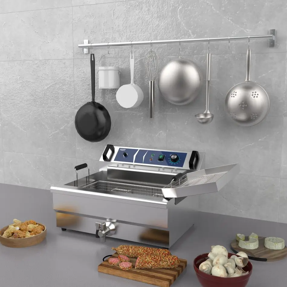 Customizable Best Quality 10L+10L Double Tanks Commercial Catering Counter Top Deep Fryer with Hood