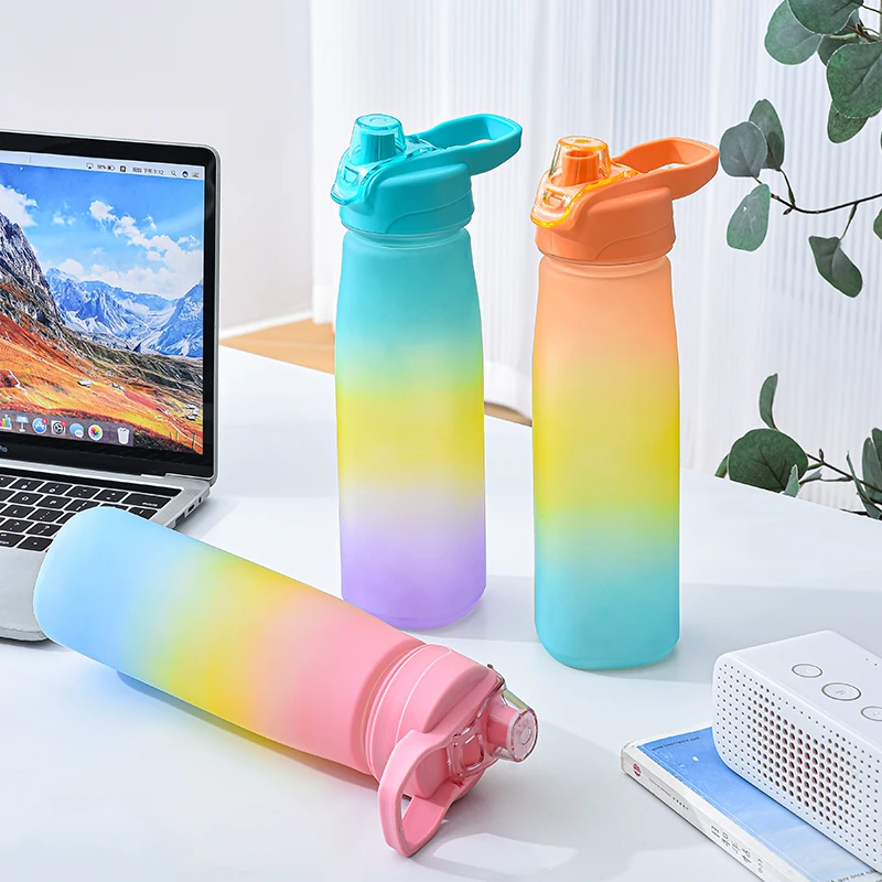 Hot Sale Plastic Bottle with Custom LOGO 1L  Large Motivational Measure Sports Water Bottle Handgrip Gym Water bottle