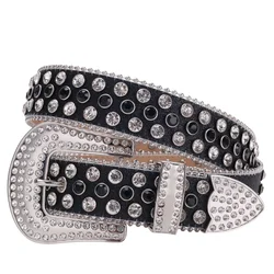 TENGMEI Bling Bling Designer Western Rhinestone Belts For Women Diamond Shinning Belt Gold Cowgirl Crystal Belts For Jeans