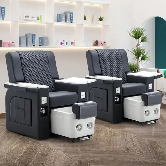 Luxury Beauty Nail Salon Furniture Pipeless Whirlpool Discharge Pump Foot Spa Massage Manicure Pedicure Chair