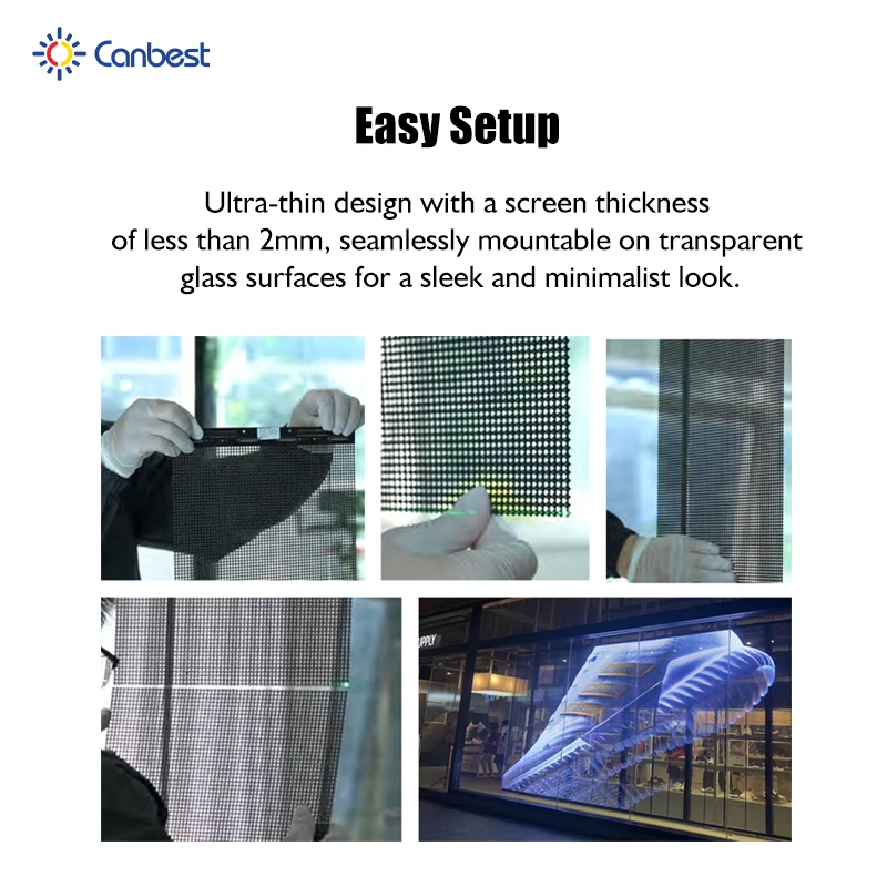 Canbest Ultra Thin 90% High Transparent Hologram Led Screen Display Pantalla Led Transparente Video Wall Panel for Glass Windows