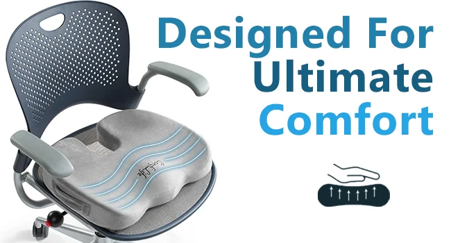 Gel Enhanced Seat Cushion Non-Slip Orthopedic Gel & Memory Foam Cushion for Tailbone Pain - Office Chair Car Seat Cushion