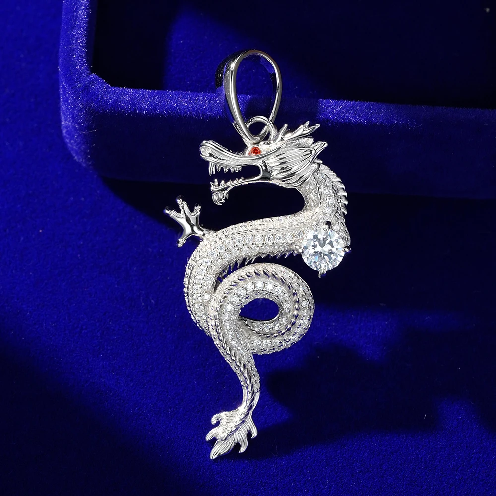 characteristic hiphop sterling silver rhodium plated china traditional cubic zircon dragon pendant