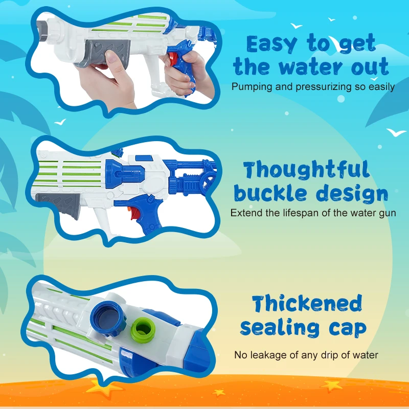 2022 new design  hight  pressure 350ML big water gun air spray water pumping gun for kids gift