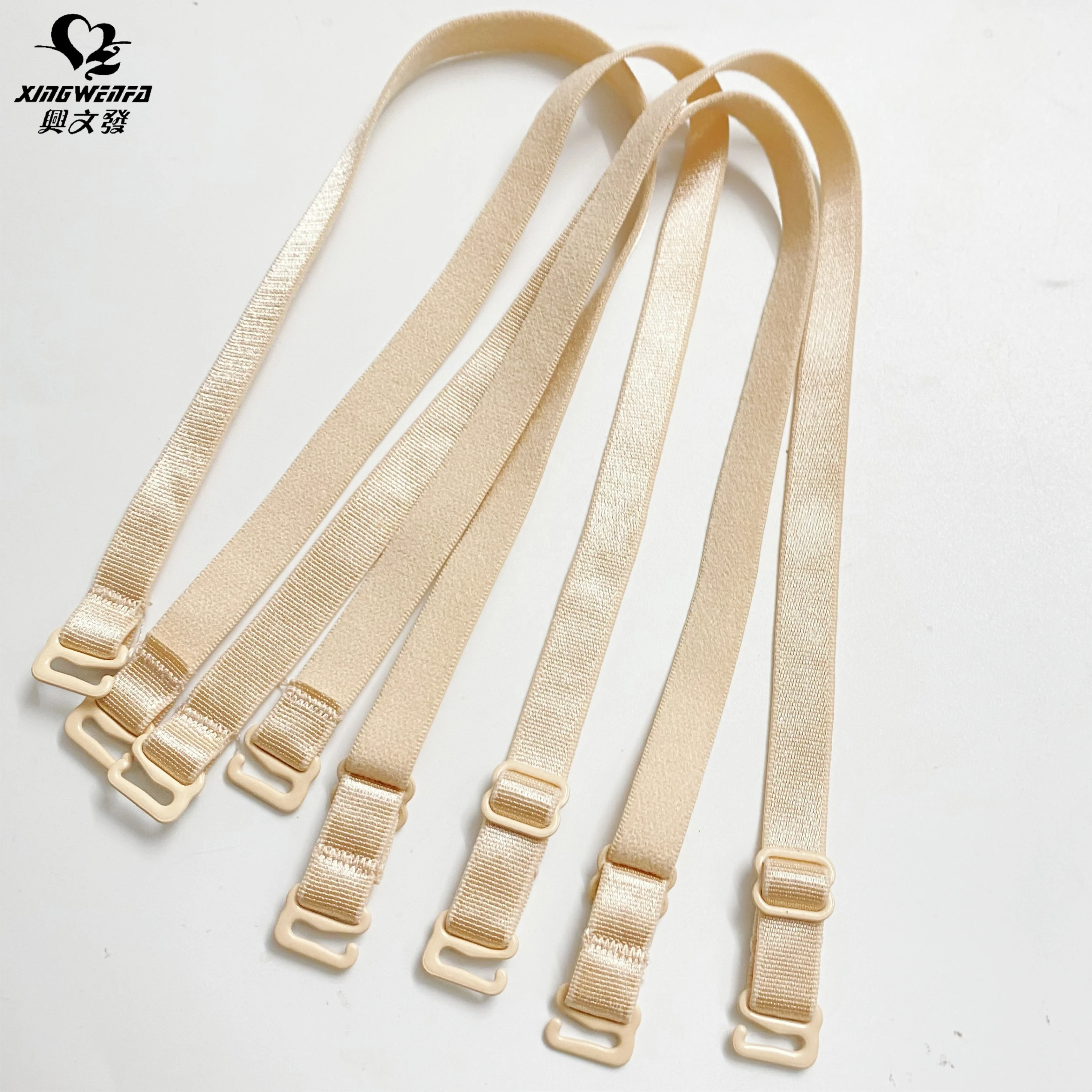 Underwear accessories 10mm high quality flat velvet back beige color skin color  nylon elastic bra strap