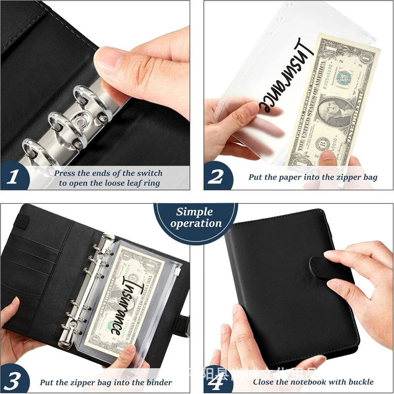 Wholesale plain color planner monthly finance organizer A6 budget binder in english french stickers