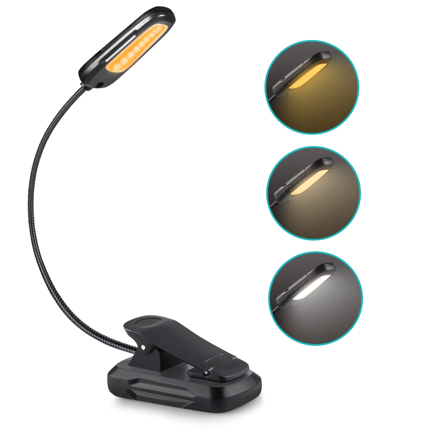  9Led Book Light TYPE-C USB Rechargeable Mini Clip-On Desk Lamp Flexible Night Reading for Travel