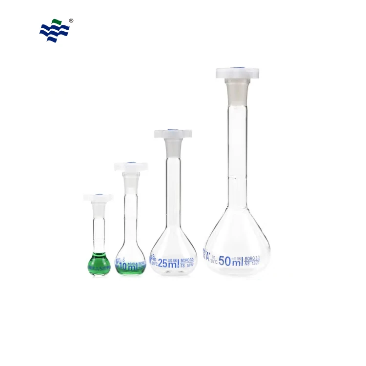 Laboratory Glassware Capacity Sizes Class A Flasks Volumetric With 10/13 Plastic Stopper