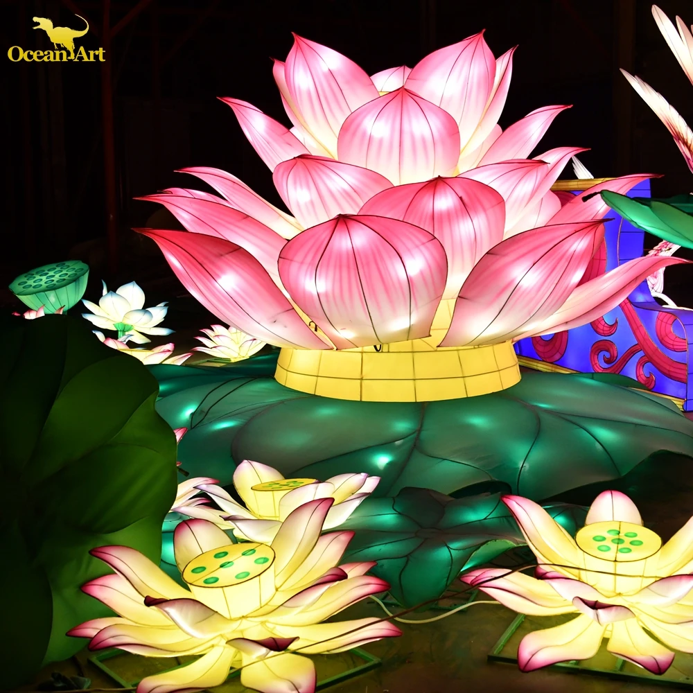 Mid Autumn Festival Lanterns Beautiful Silk Lantern For City