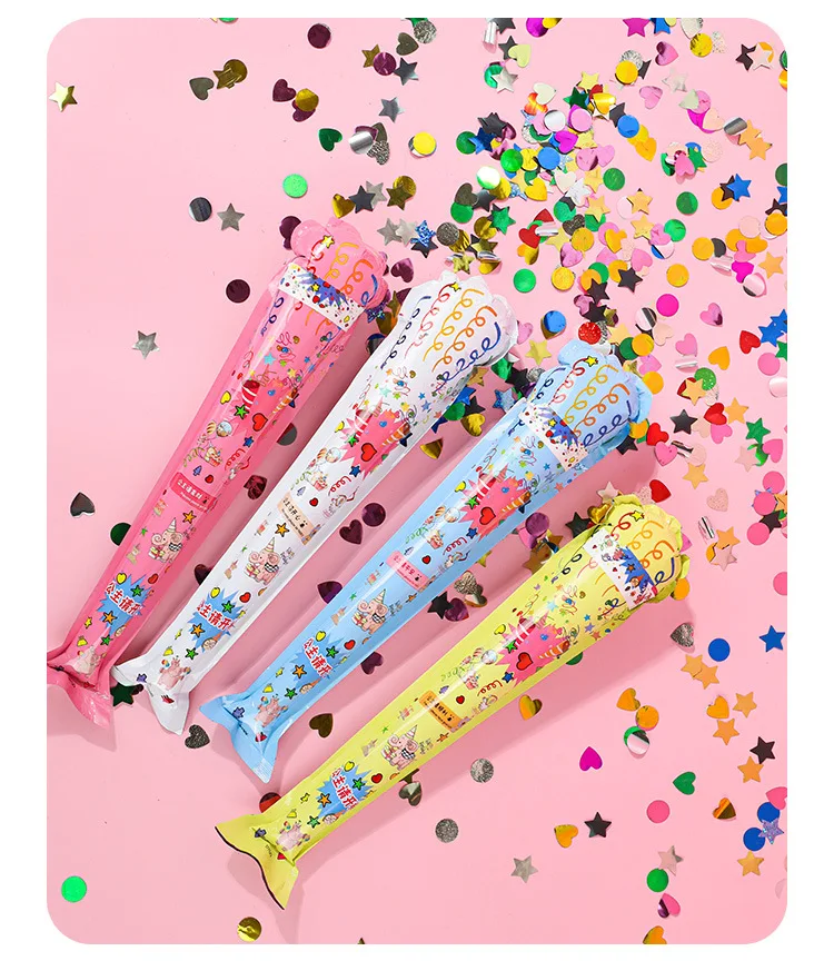 autoinflation Confetti Fireworks Handheld Gun Inflatable Foil Handheld Confetti Toy Game Firework Gun Birthday Party Graduation