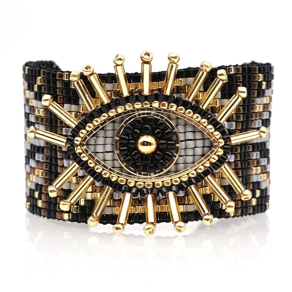 Fashion Braided Japanese Miyuki Seed Beads Turkey Evil Eye Woven Ria Bracelet