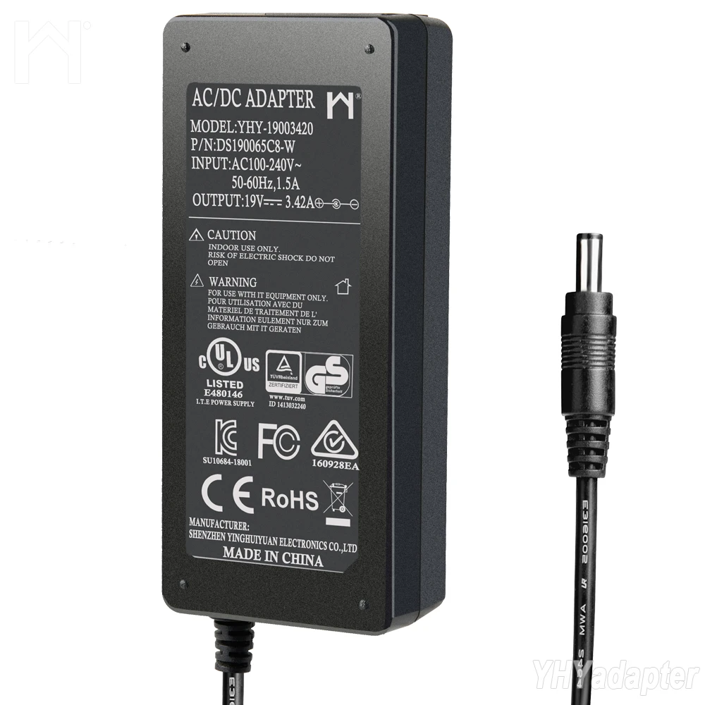  Ac/dc 19vdc 3.4a кабель питания зарядное устройство штекер универсальный 5 5*2 Настольный Ul Pse Ce 19v 3.42a 65w адаптер переменного