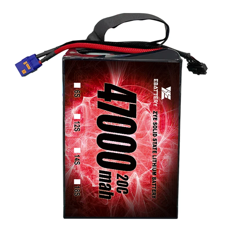 ZYEPOWER Big current Rechargeable Solid State Drone Battery 47000mah 44000mah  6S 12s18s24s Li-ion Battery for Delivery Drone