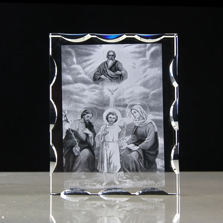 3D laser etched crystal block Jesus Hallelujah glass cube with led light base  for religious gifts