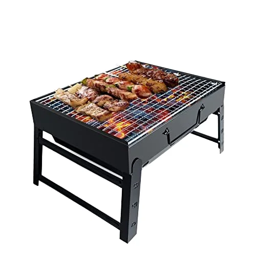 camping grill Portable Outdoor BBQ Grill Universal Adjustable Folding Stainless Steel Basket Net Rotating Charcoal Flip BBQ Gril