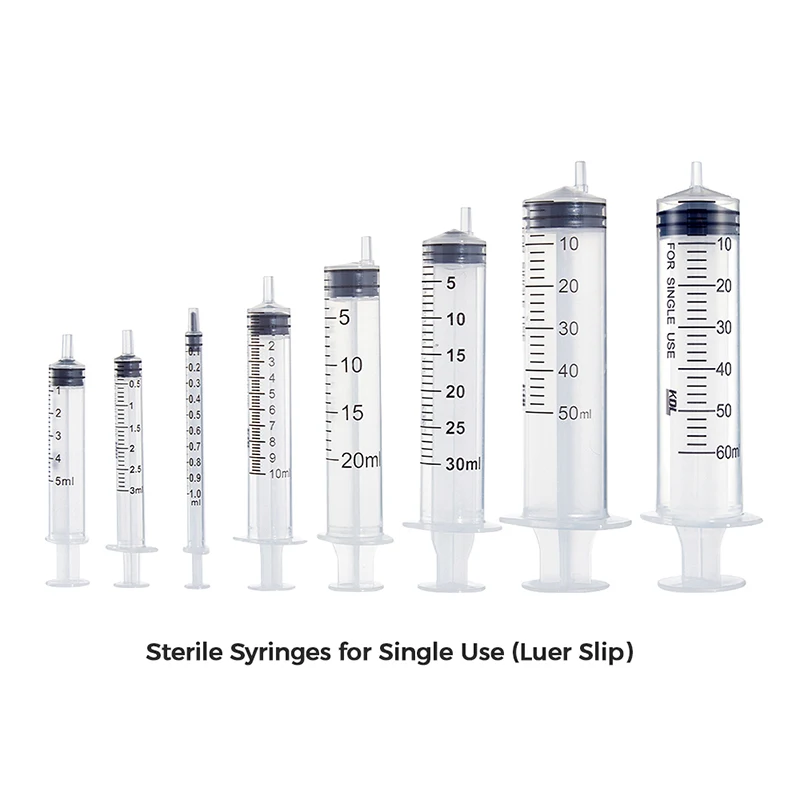 KDL CE Approver 1ml 3 ml 5ml 10ml 20ml 60ml Disposable 3 Parts Plastic Luer Lock Syringes With Needle