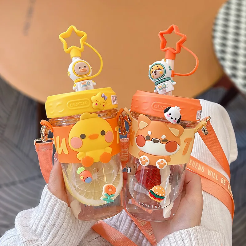 17oz Cute Cartoon Plastic Drink Water Bottle With Dust Stopper Bpa Free Kids Sippy Cup