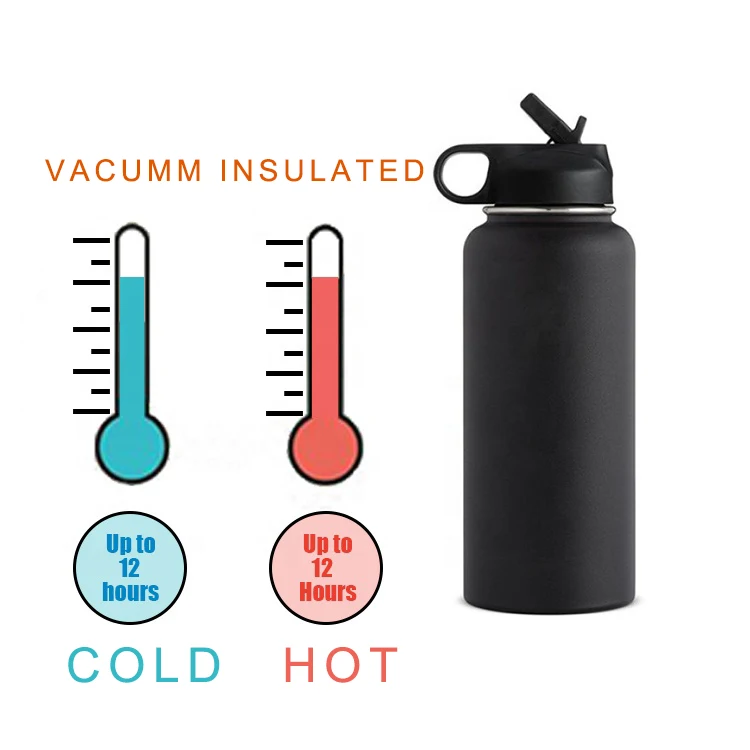 Wholesale 32 Oz Sports Water Container Easy Carry Double Wall Stainless Steel Bottles Insulated Bottles With Straw