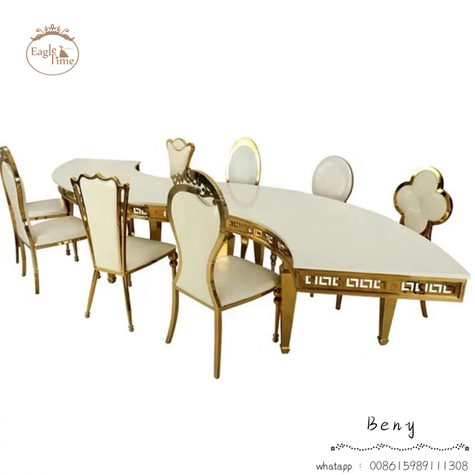Metal Stainless Steel Half Circle Round Modern Design Wedding Banquet Event Party Dining Table