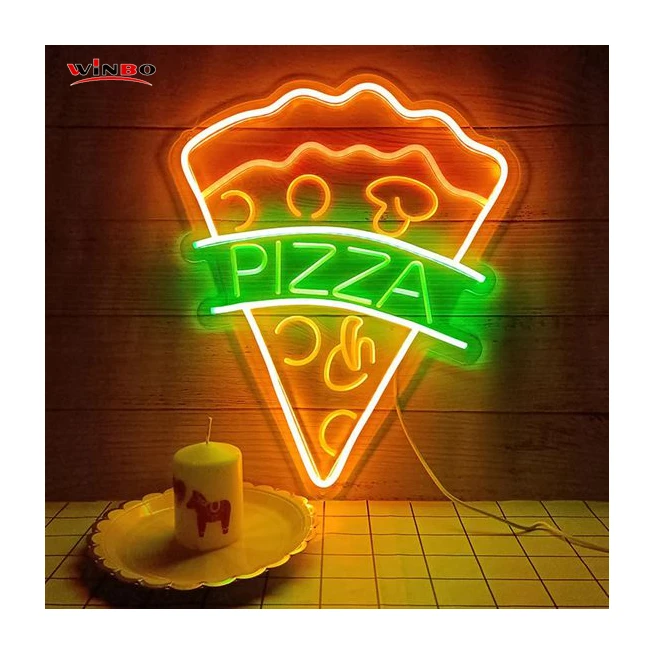 Winbo Dropshipping Custom led light neon sign Room Home Decoration Free design pizza slice neon sign