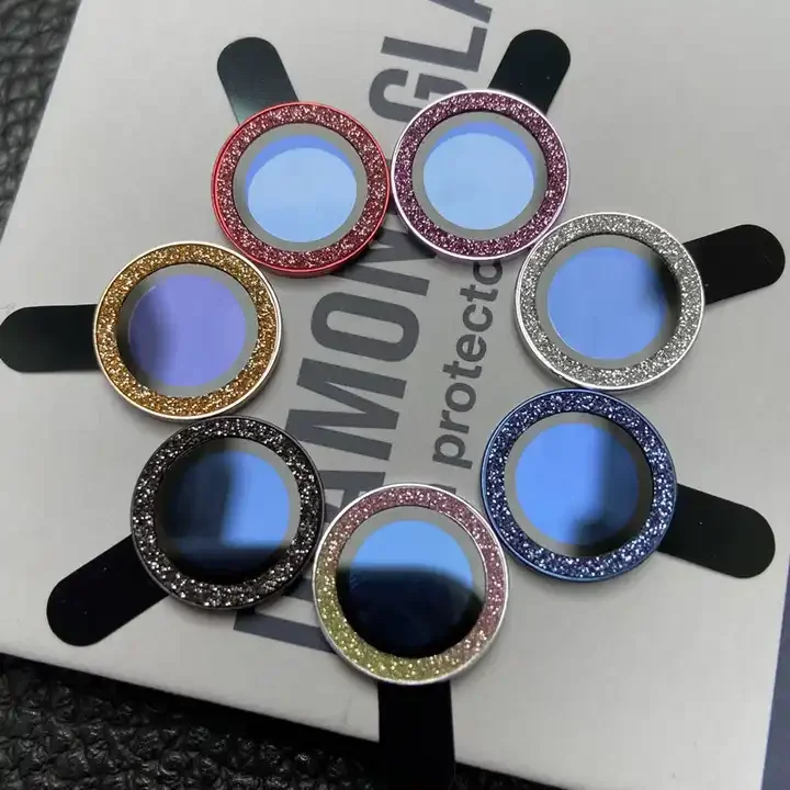Glitter Camera Lens Screen Protector For iPhone 11 12 13 14 15 Pro Max Back Cover Camera Lens Bling Glass Lens Cover New