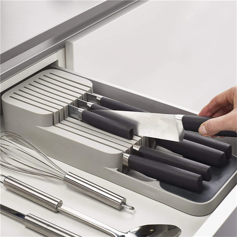 
New Arrival Knife Block Holder Double-layer Kitchen Drawer Knife Storage Organizer Tray Universal Knives Stand Organizer 