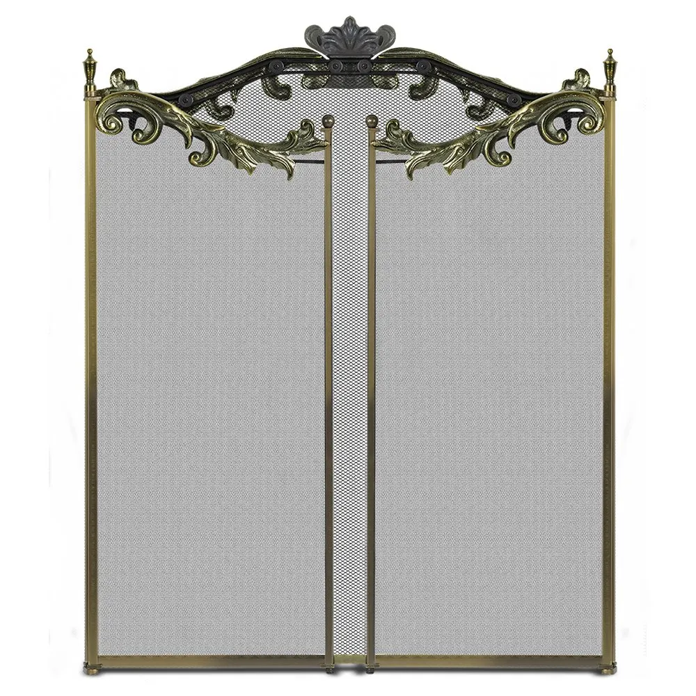 
Large flower fireplace screen 3 metal mesh face baby safety fence spark cover fireplace screen 